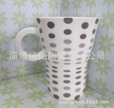 【厂家定制节日促销礼品陶瓷杯 高档骨瓷O型把手杯 骨质瓷喇叭口杯】价格,厂家,图片,杯子,淄博建德陶瓷-