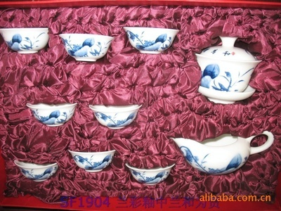 【德化青花蝶恋花10头精品套装茶具(图)】价格,厂家,图片,杯子,福建省德化县顺福陶瓷-