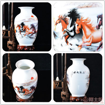 【景德镇陶瓷器花瓶装饰摆件客厅书房工艺品厂家批发粉彩鸿运当头】高新区康兆陶瓷厂 - 产品库